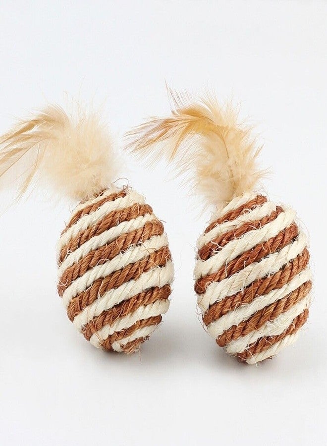 THE DDS STORE 2 Pcs Interactive Kitten Games Toys Sisal Ball Cat Training Catcher Cat Playing Toy (Color May Vary) - Image 2